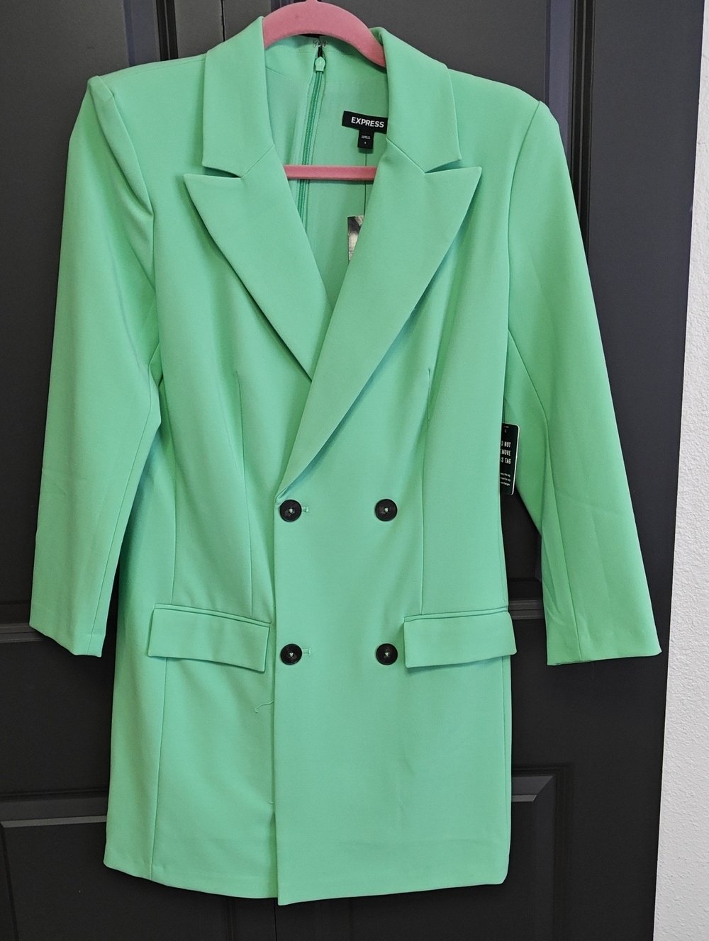 Express Mint Green Double-Breasted Blazer Dress